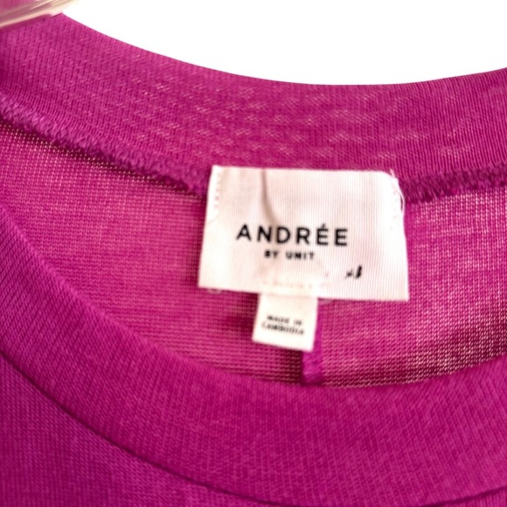 Andree by Unit Magenta Pink Oversized Pocket Top 3/4 Roll Tab Sleeve XL‎ MHS39 - Picture 3 of 8